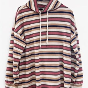 Ann Taylor Striped Pink and Tan Hoodie